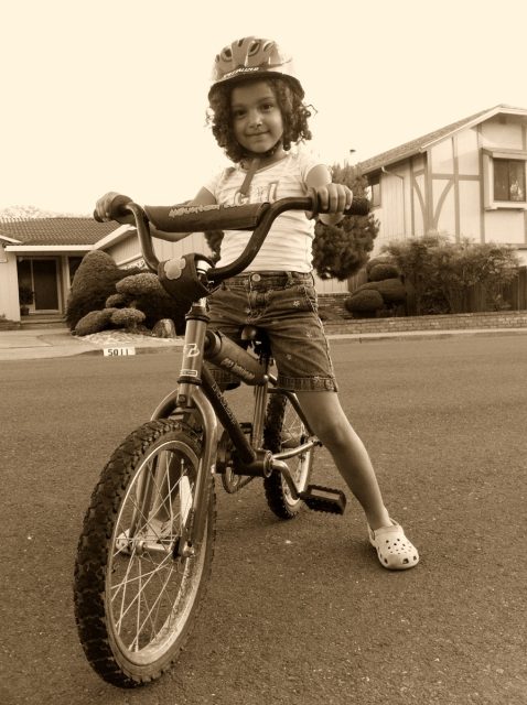 Xio riding her bike