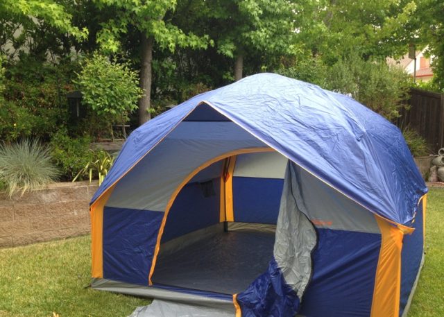 Camping tent in the backyard 