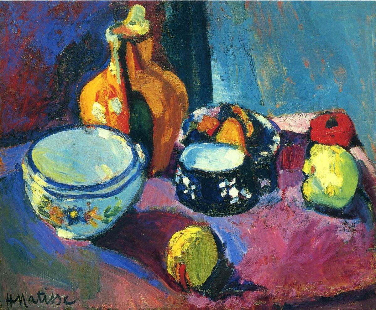 Dishes and Fruit on a Red and Black Carpet, 1901
Henri Matisse
Technique: oil
Material: canvas