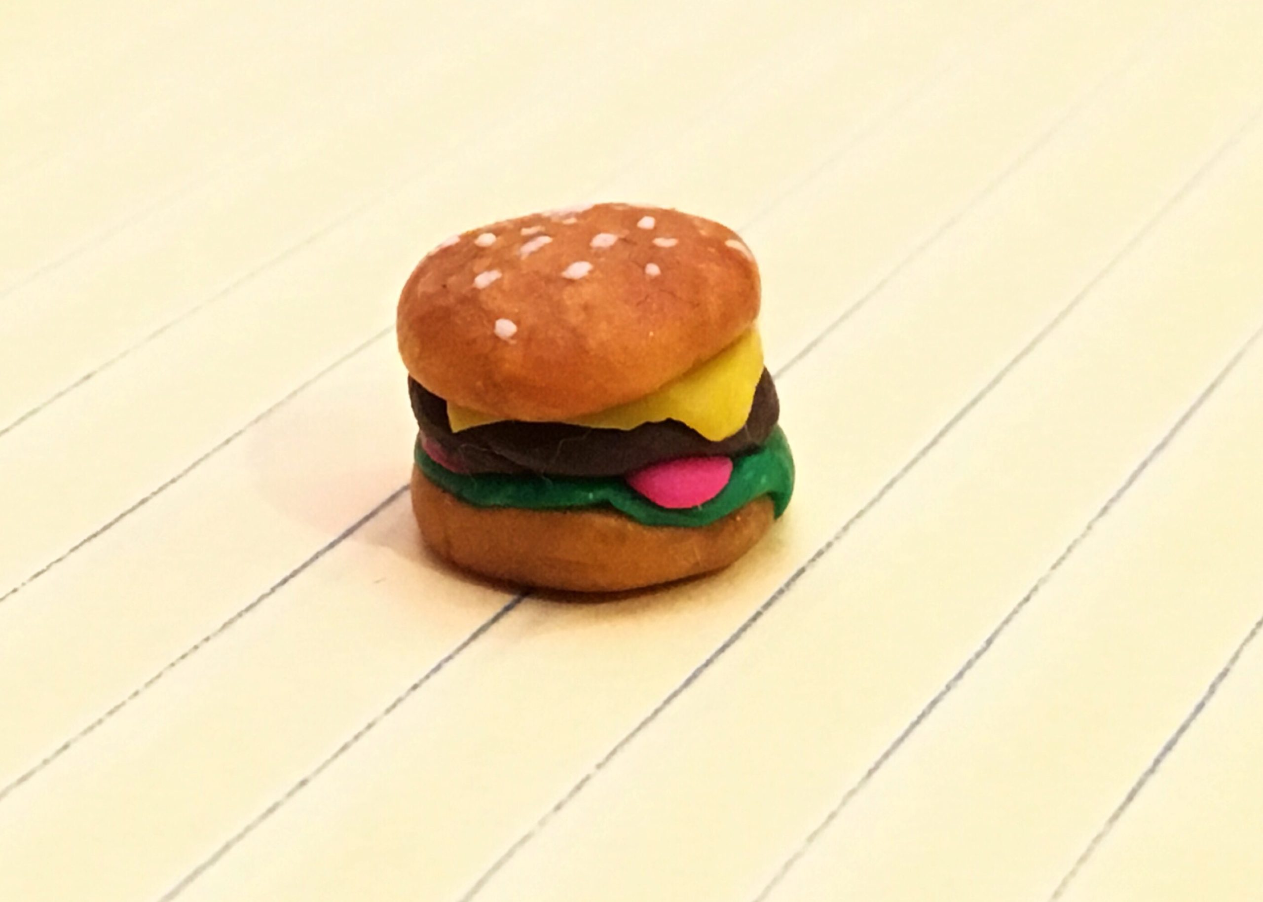 A hamburger of mini clay art by Valentina