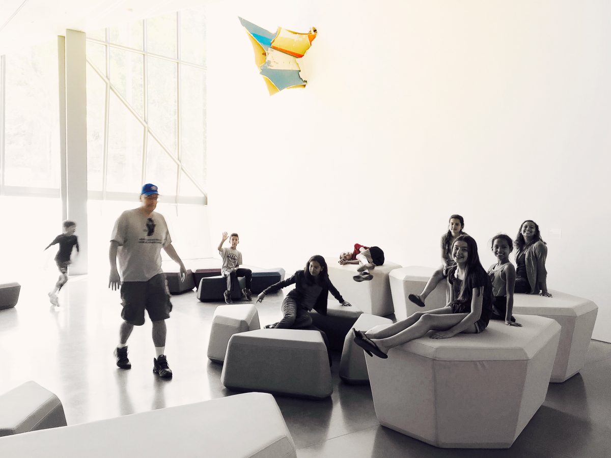 The family kids playing at BAMPFA