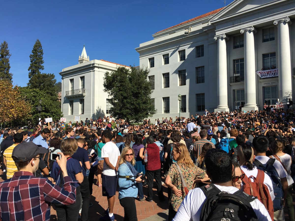 Protest at Sproul Plaza against Trump