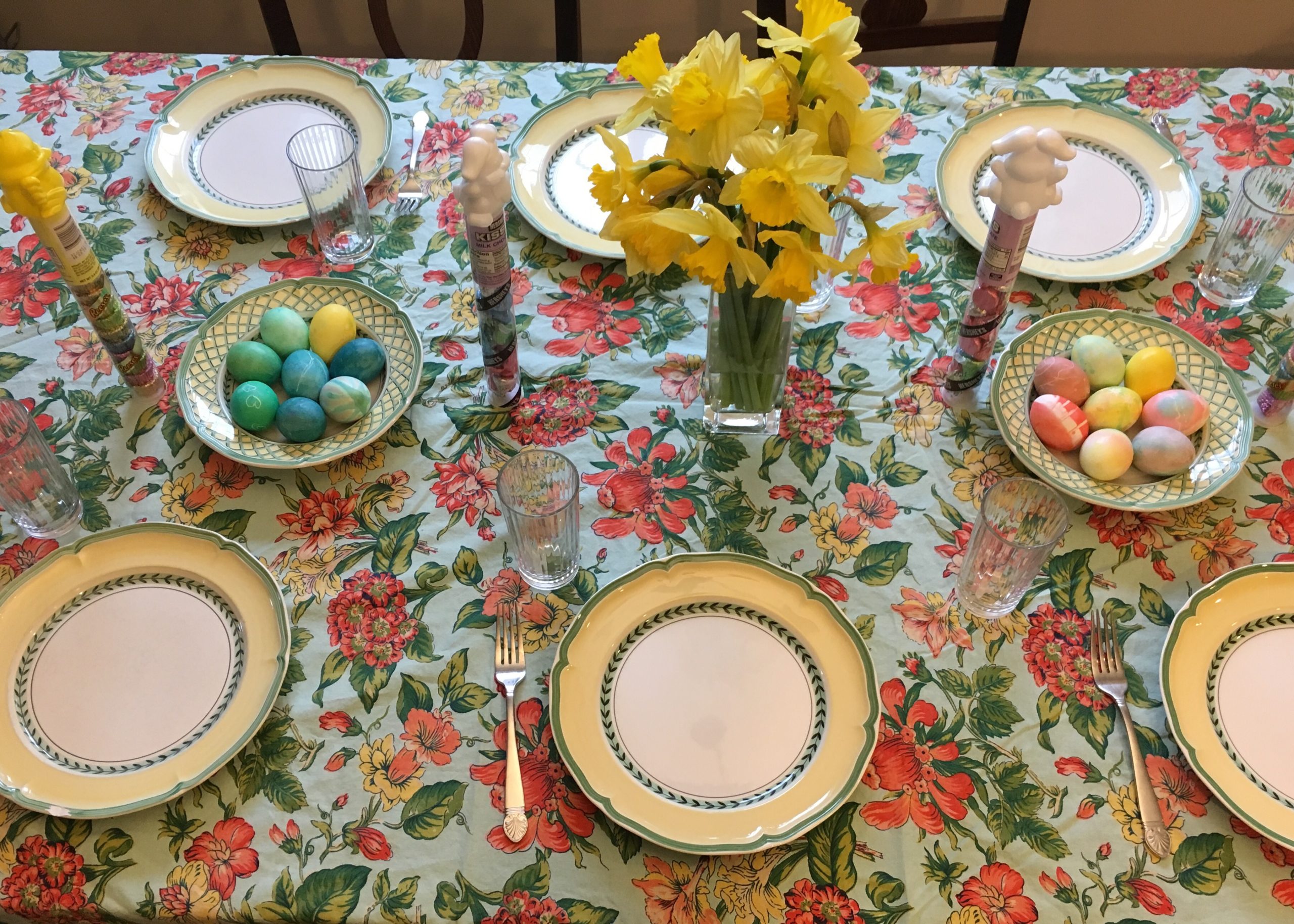 Table decorated for Easter