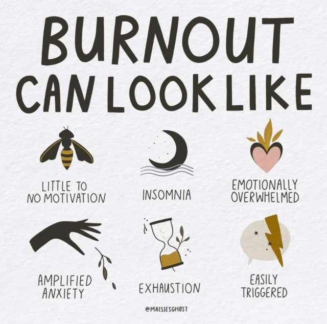 A graphic showing different effects of burnout