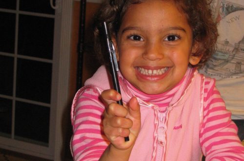 A girl smiling